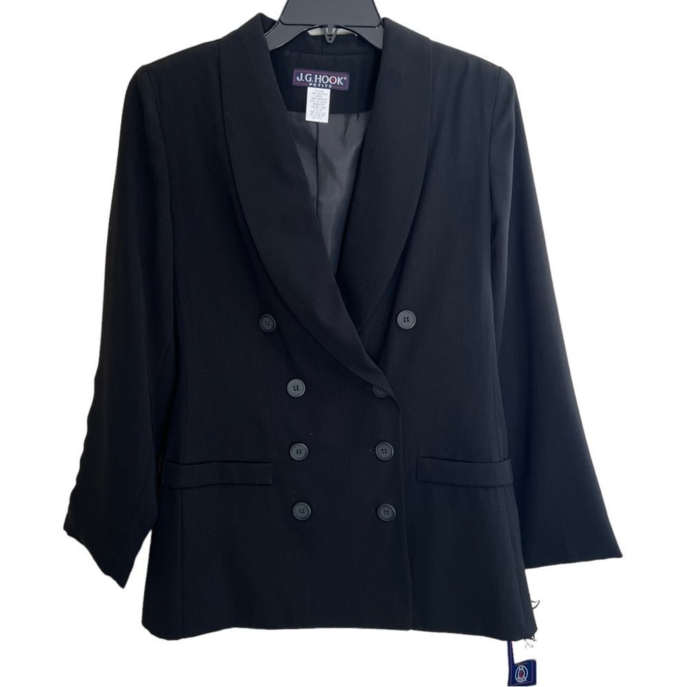 Women's black double
breasted blazer jacket size 12P NWT🏷 by J.G. Hook